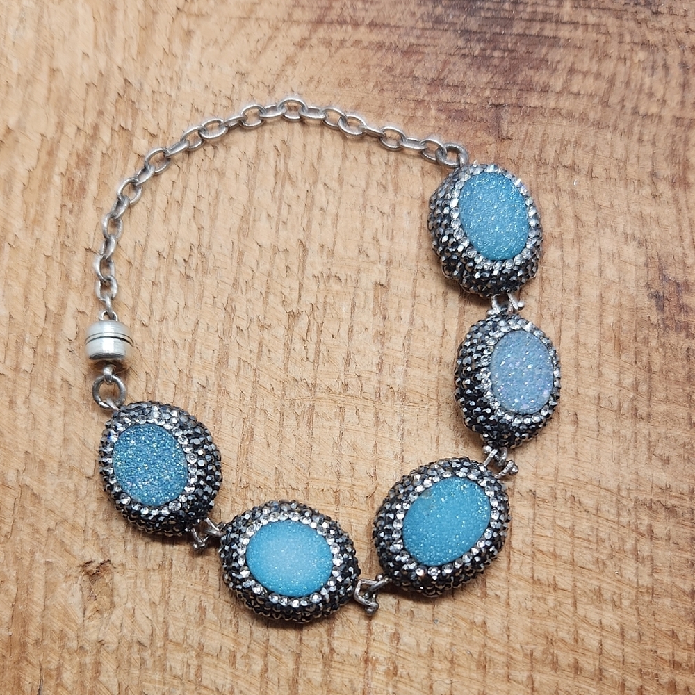 Vintage Sterling Silver‎ 925 Druzy Bracelet